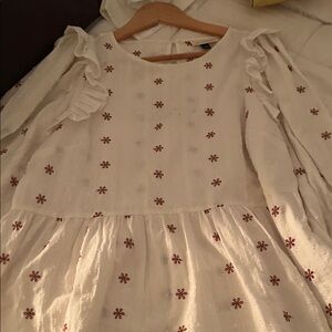 Universal Thread Cream Top with Brown Floral Pattern